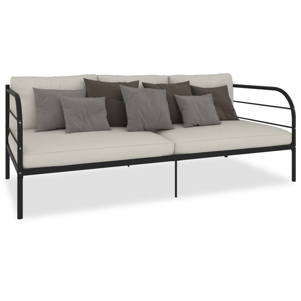 Cadre de lit de repos sans matelas noir métal 90x200 cm Modèle Zervioris