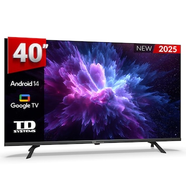 Smart TV 40 pulgadas Full HD Hey Google Official Assistant con control por voz. Televisor Android 14 - TD Systems M40K21GLE