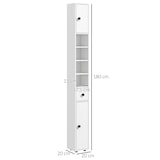 thumbnail of Kleankin mueble auxiliar baño moderno armario alto de baño con 1 cajón 5 estantes ajustables y 2 armarios carga 30 kg 20x20x180 cm