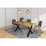 thumbnail of Mesa Sala de Jantar, Mesa Cozinha, 167x90x74cm, Para 8 pessoas, Móveis Sala Jantar, Estilo industrial, Carvalho Forma X _538_6