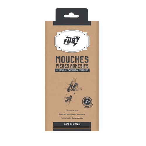 Fury sticker adhésif mouches x 4
