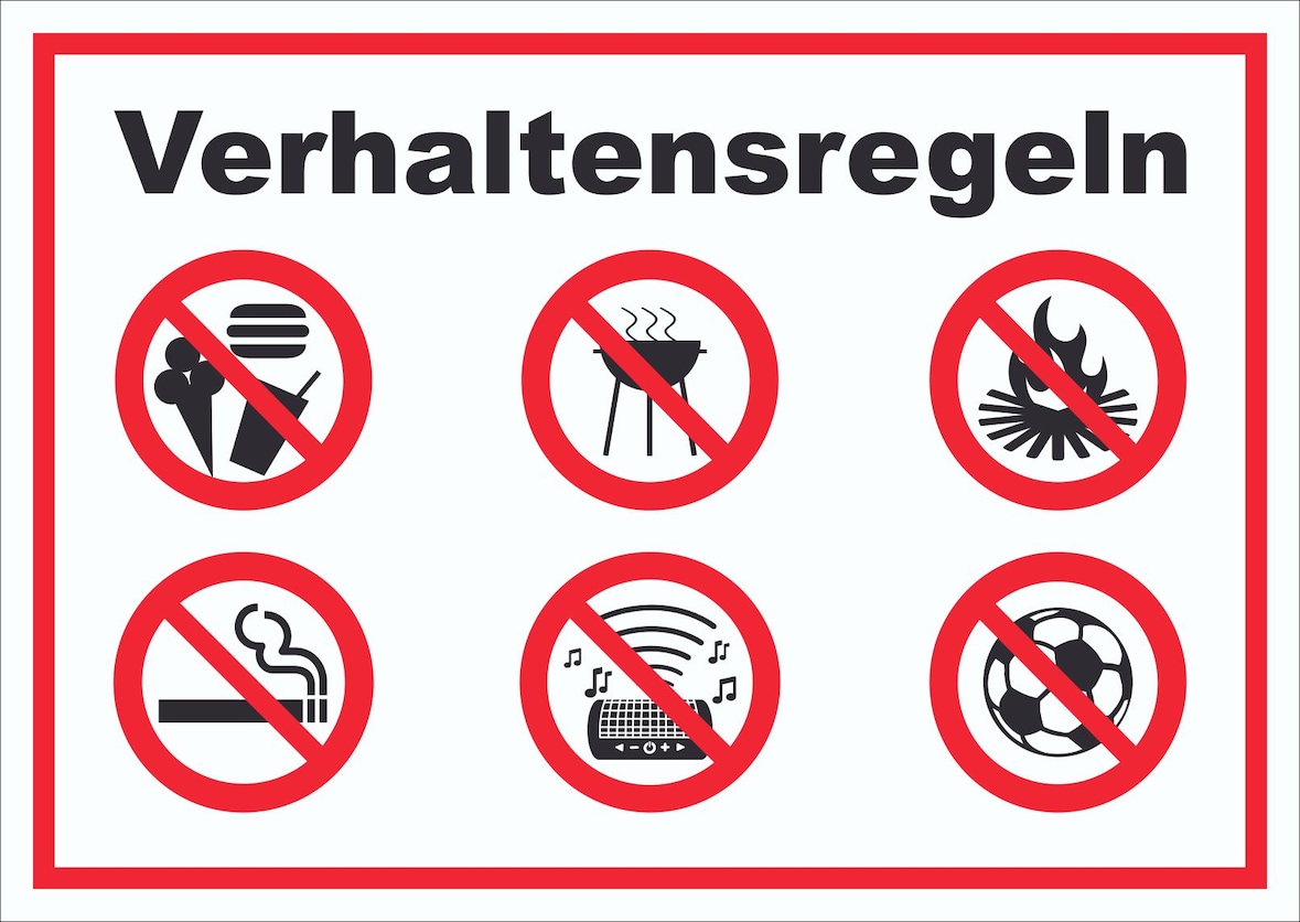 Schild Verhaltensregeln Verbote A2 (420x594mm)