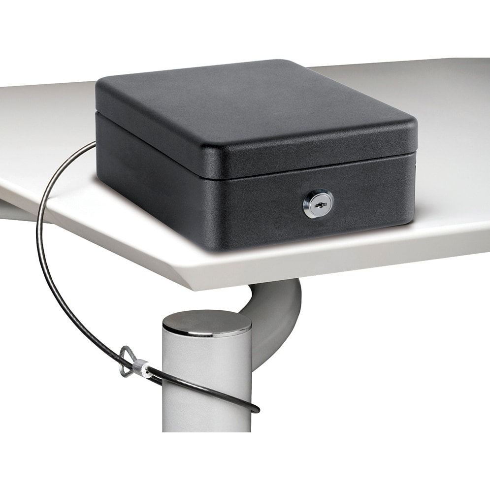 ARREGUI Private C9467 Caja Caudales con Llave | Caja de Seguridad de acero con Cable de Fijación | Caja fuerte portatil 15 cm|Negro