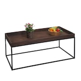 thumbnail of Mesa de centro HWC-K71, mesa de centro mesa auxiliar, madera maciza metal 46x110x60cm ~ marrón oscuro