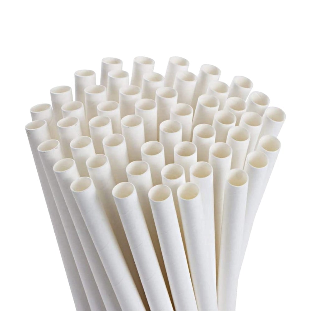 Paille en papier blanc 20 cm par 1000
