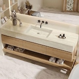 thumbnail of 【YT9865-120BKK】Waschbecken Set LED-Spiegel, Ablageplatte, Schrank Keramik Waschbecken, Spüle ohne Armaturenloch 120*55cm