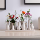 thumbnail of Jinfa 4 Set aus 10 kleinen Vasen auf festem Sockel | handgefertigte Blumenvasen Tischdeko | Antik-Weiß