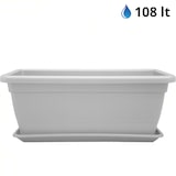 thumbnail of Macetero rectangular de plástico de 100 cm para plantas y flores con jardinera de exterior blanca, resistente a los rayos UV, fabricado en Italia.