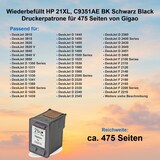 thumbnail of Kompatibel HP 21XL, C9351AE BK Schwarz Black Druckerpatrone für 475 Seiten von Gigao