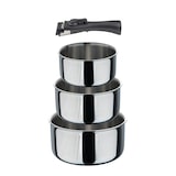 thumbnail of BERGNER Click&Cook - Set de 3 Cazos Ø16Ø18Ø20cm sin revestimientos con Mango desmontable en acero inoxidable