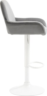 thumbnail of Décoshop26 - Grauer gepolsterter Barhocker aus Samt mit mattweißem Metallfuß in Trompetenform TDB10413