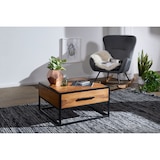 thumbnail of Industrie-Stil Couchtisch, Metall und Holz, Schublade, 50 kg Belastbarkeit. 65x65x38 cm | Kadima Design