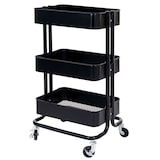 thumbnail of Carrello di servizio HWC-C64, carrello da cucina bar carrello da tè carrello da trasporto carrello ~ nero senza maniglia