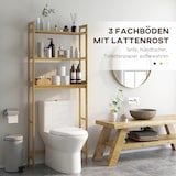 thumbnail of Toilettenregal Bambus Natur 68x20x165 cm 3 Ebenen Standregal über Toilette mit Kippschutz, platzsparender Bad Organizer, offene Ablagen