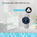 thumbnail of 20 Transparente Acetatboxen 100x100x120 mm | Bonbonnière aus Kunststoff: Hochzeitsmandeln, Macarons, Kuchen | Souvenirs und Geschenke