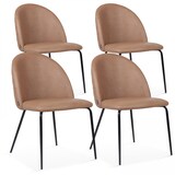 thumbnail of Lot de 4 chaises en textile enduit marron clair
