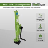 thumbnail of Stockwinde Zahnstangenwinde 3000 kg 72,5-109,5 cm Höhe auomatische Bremse große Grundplatte Hubwinde
