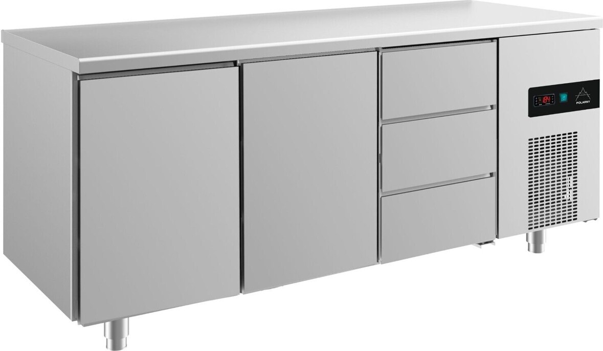 Gastro Kühltisch 2 Türen 3 Schubladen rechts Umluftkühlung 1865x700x850mm -2/+8°C