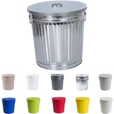 thumbnail of Jinfa Mülleimer mit Deckel, Ascheeimer, Abfallbehälter, Mülltonne, Papierkorb aus Metall, Zink,  Ø 21,5 cm, Höhe 21,5 cm 7 Liter