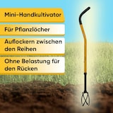 thumbnail of TORNADICA Manueller Kultivator Mini Gartenkralle Vertikutierer Wurzelzieher Unkrautkralle mit Stiel Gartenfräse Bodenlockerer Unkrautstecher