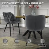 thumbnail of Esszimmerstühle 6er Set Anthrazit, Küchenstuhl mit dickem Samtstoff gepolsterter Sitz, Metallbeinen, Wohnzimmerstuhl mit Rücken- und Armlehnen
