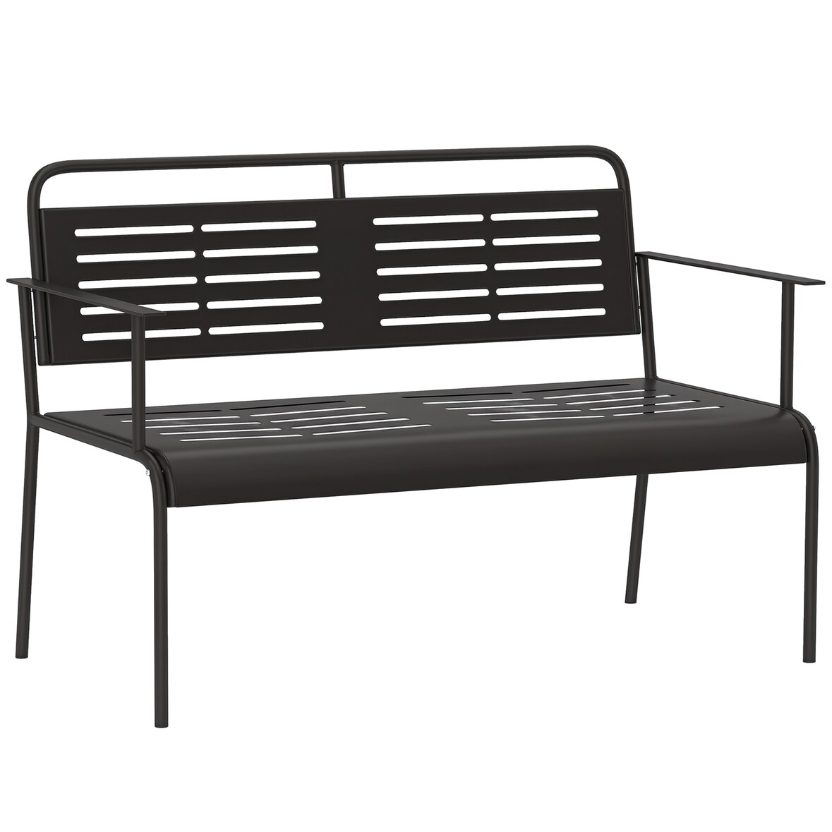 Outsunny-Gartenbank-121L x 64B x 84H cm-Schwarz
