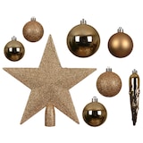 thumbnail of 33 Weihnachtskugeln Kunststoff mit Christbaumstern Set bruchsicher Christbaumkugeln Weihnachtsbaumkugeln Christbaumspitze Mix Pekanuss Braun