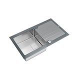 thumbnail of TEKA Diamond Glas-Einbauspüle mit einem Becken und Abtropffläche, reversibel, R15 Radius, Glas Grau, Edelstahl poliert 115100021