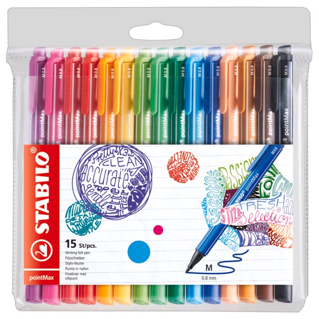 STABILO Pochette de 15 stylos-feutres pointe moyenne pointMax