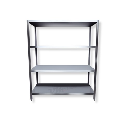Edelstahl Lagerregal - H=1800mm - 4 Böden - AISI 430 - komplett verscheißt  - Tragfähigkeit 70 kg/m²: 150 x 70 cm / verschweißt / 4