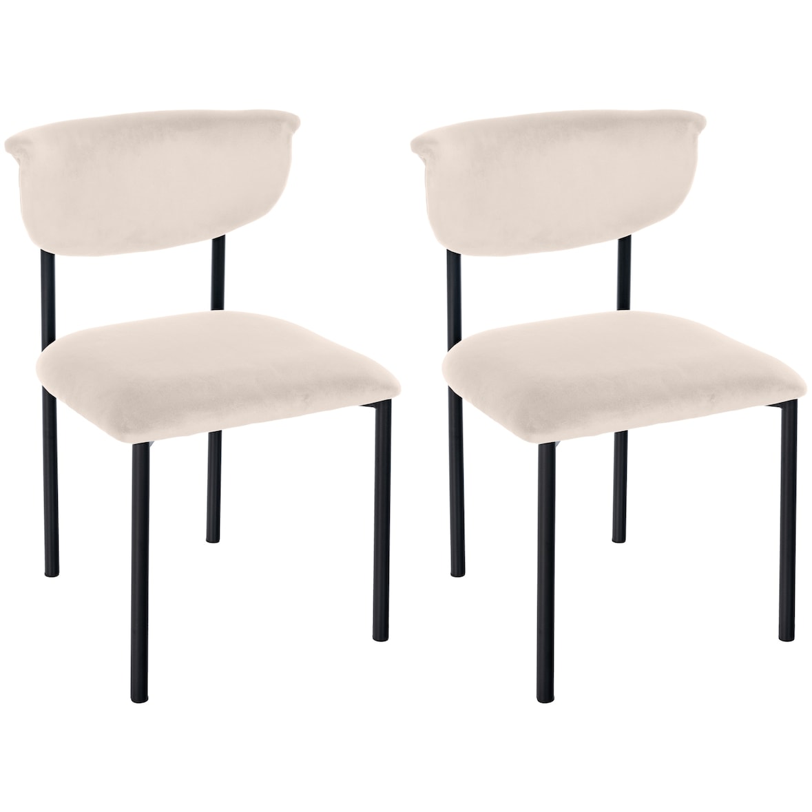 Lot de 2 chaises de salle à manger Gambell en velours Crème