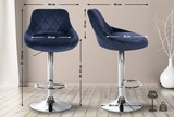 thumbnail of 2er Set Barhocker FALON - Samt Blau 46x49x83 cm Silber | Barstuhl Mit Lehne Drehbar Tresenhocker Tresenstuhl Kneipenhocker Kneipenstuhl