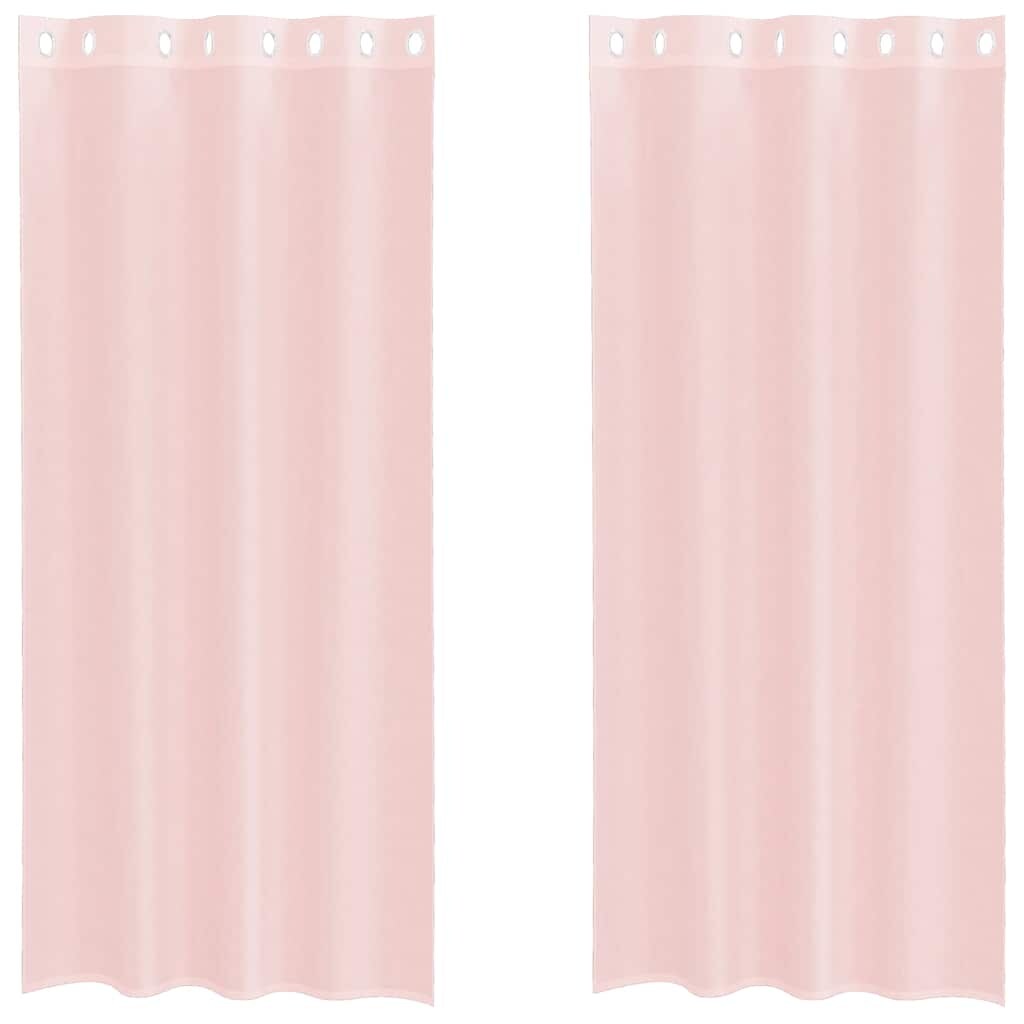vidaXL Voile Vorhänge mit Ösen 2 Stk. Hellrosa 140x245 cm