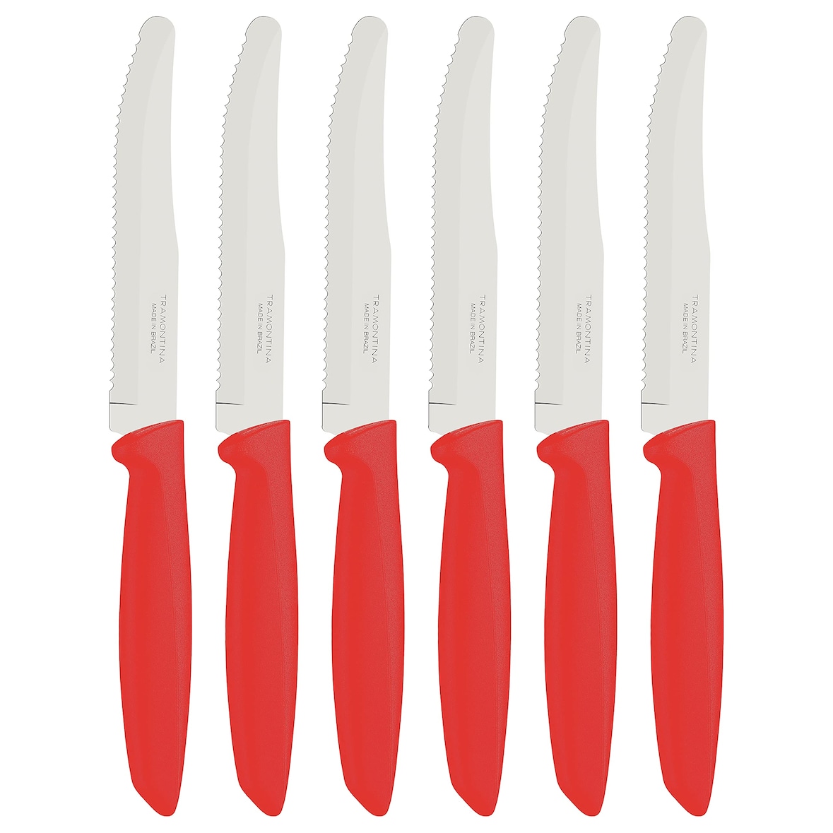 Plenus Set 6 Coltelli Tavola Rosso con Seghettatura