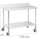 thumbnail of Royal Catering - Royal Catering RCAT-120/60-WS Table de travail Avec rebord 60 x 120 cm Capacité de charge 158 kg Table plan de travail Table de