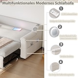 thumbnail of Schlafsofa 90/180x190 ausziehbar mit Bluetooth-Stereo, USB-Anschluss, Stauraum, hydraulisch, Samtpolster, komfortables Wohnzimmer Beige ohne Matratze