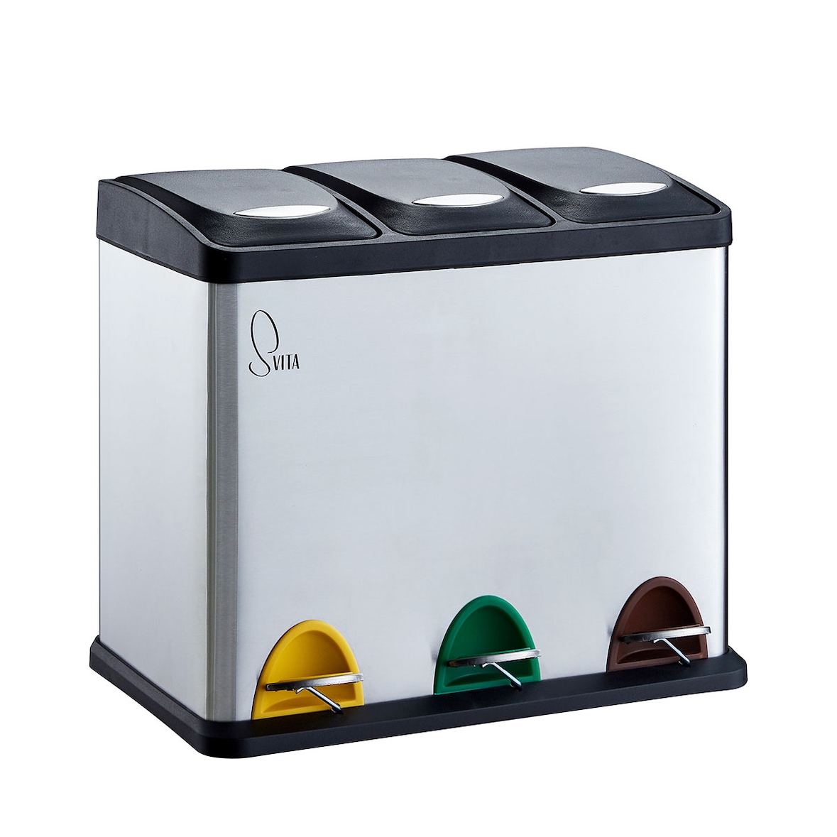 SVITA TC3X8 24 L pedaalemmer afvalbak afvalscheiding RVS zilver