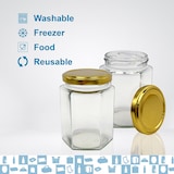 thumbnail of 20x Tarro de Miel Hexagonal con Tapa de 270 ml - Ideal para la Conservación de Miel, Mermelada, Especias, Yogur