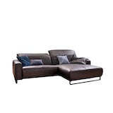 thumbnail of KAWOLA Sofa YORK Leder Life-line chocolate Recamiere rechts Fuß Metall schwarz