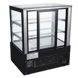 thumbnail of Romux® Vitrina Pastelera Expositora Refrigerada Cuadrada de Suelo 2 Estantes Negra 300 Litros Ventilada | Vitrina de Suelo Cristal Recto