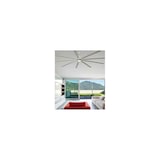 thumbnail of Ventilateur de plafond extra long Manhattan en acier nickel inox avec lumière LED, 6 vitesses, télécommande, fonction inverse, jusqu’à 39 m², FARO