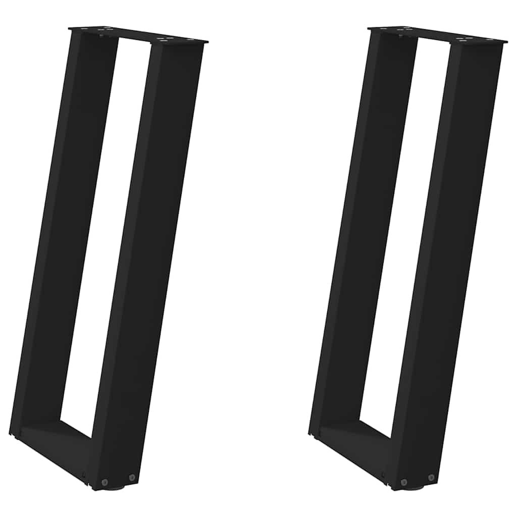 Helloshop26 - Juego de 2 patas de consola modernas estables y en ángulo en forma de U 38 x 72 cm acero negro 02_0057062