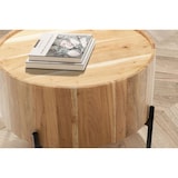 thumbnail of Couchtisch Akazie Massivholz 60x60x41 cm Rund mit Metallgestell, Kleiner Sofatisch Modern, Wohnzimmertisch Couch, Kaffeetisch Braun /