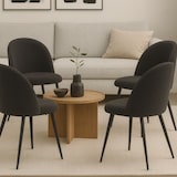 thumbnail of Set mit 4 gepolsterten Esszimmerstühlen aus Bouclé, Sessel für Wohnzimmer, Küche, modernes Design, Metallbeine, 53 x 44 x 81 cm, dunkelgrau