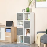 thumbnail of Estantería para Libros de 8 Cubos Librería Modular con 4 Cajones Extraíbles de Tela no Tejida Oficina Estudio Dormitorio 61,5x30x121,6cm Blanco y Gris