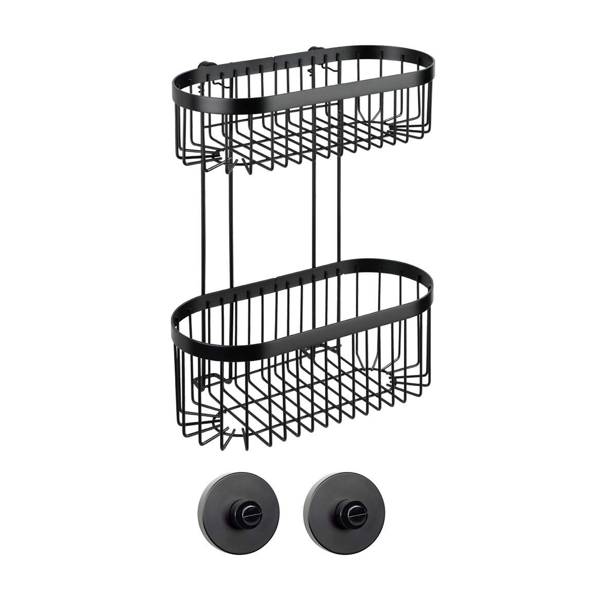 WENKO Wandregal 2 Etagen Mod. Classic Plus Black mit Vacuum-Loc® Adapter