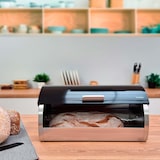 thumbnail of Briebe BB1161BLK Set aus Brotkasten +3 Küchenvorratsdosen aus Robustem Edelstahl Modernes Design, Schwarz/Edelstahl