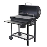 thumbnail of Barbecuetrolley HWC-F70, houtskool barbecue staander barbecue tuinbarbecue met dekselplateau, staal 103x93x70cm zwart