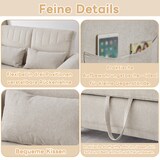 thumbnail of Zweisitzer-Klappsofa 82x114x77 cm Beige mit dreistufig verstellbarer Rückenlehne aus Baumwoll-Leinen-Stoff