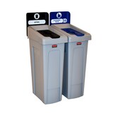 thumbnail of Slim Jim Recyclingstation 2-stroom NL deksel gesloten (zwart)/flessen (blauw), Rubbermaid - grijs, zwart, blauw